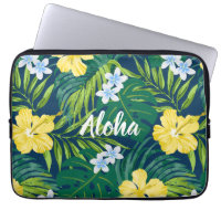 Luna Hibiscus Garden Hawaiian -Yellow and Navy