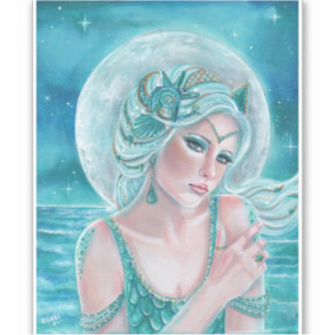 Luna moon goddess mermaid art by Renee L. Lavoie