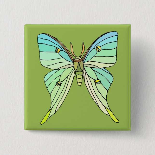 Luna Moth 15 Cm Square Badge (Front)