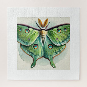 Luna Moth Actias luna 210824IREF215 - Watercolor Jigsaw Puzzle