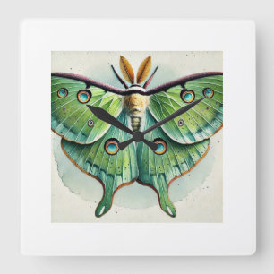 Luna Moth Actias luna 210824IREF215 - Watercolor Square Wall Clock