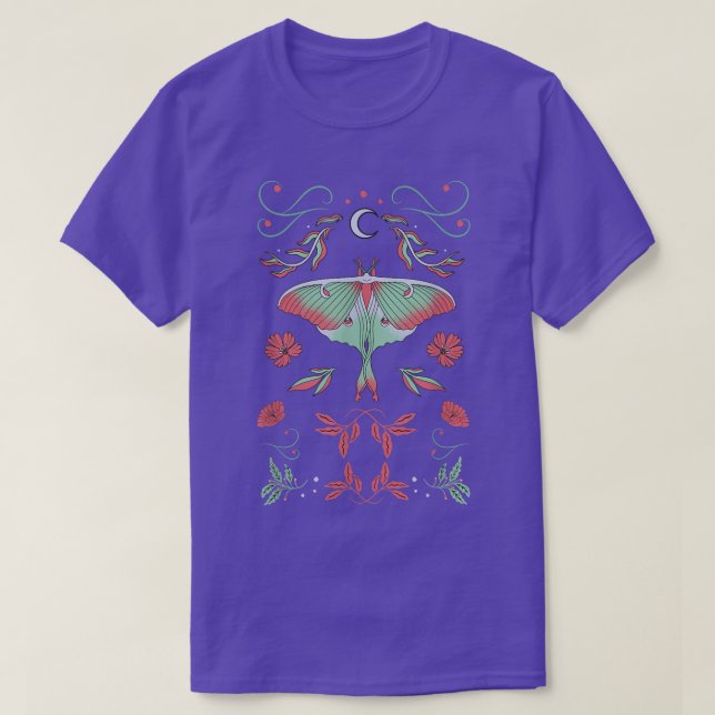 Luna moth and crescent moon Moth  T-Shirt (Design Front)