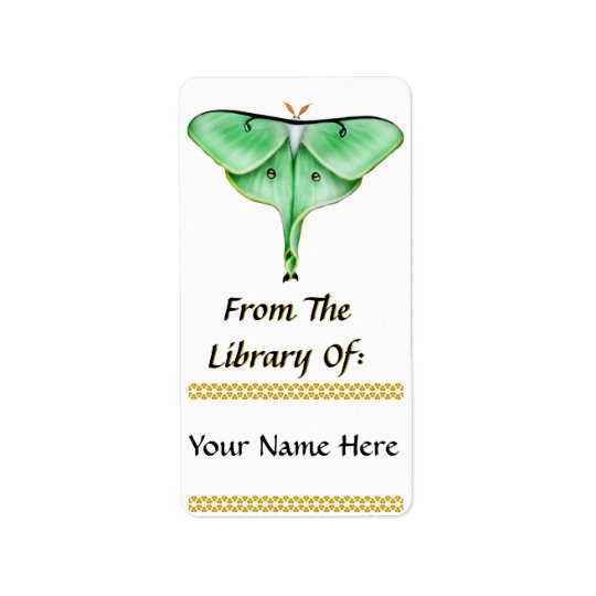 Luna Moth Bookplate Address Label