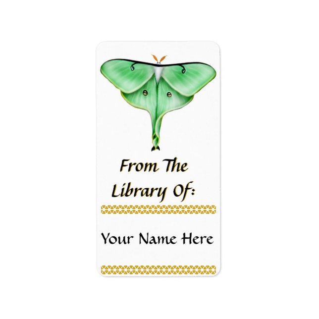 Luna Moth Bookplate Label (Front)