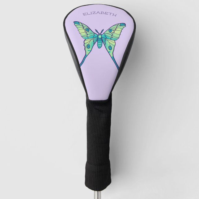 Luna moth butterfly insect purple name golf head cover (Front)