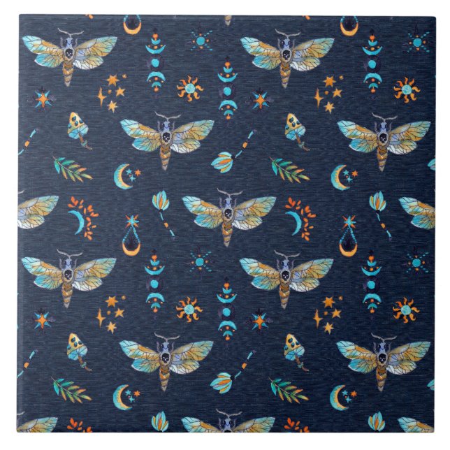 Luna moth butterfly pattern tile (Front)