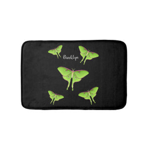 Luna Moth cartoon illustration Bath Mat