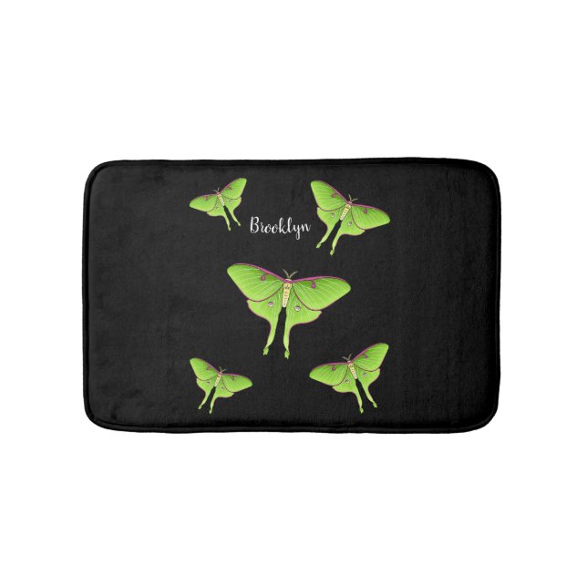 Luna Moth cartoon illustration  Bath Mat (Front)