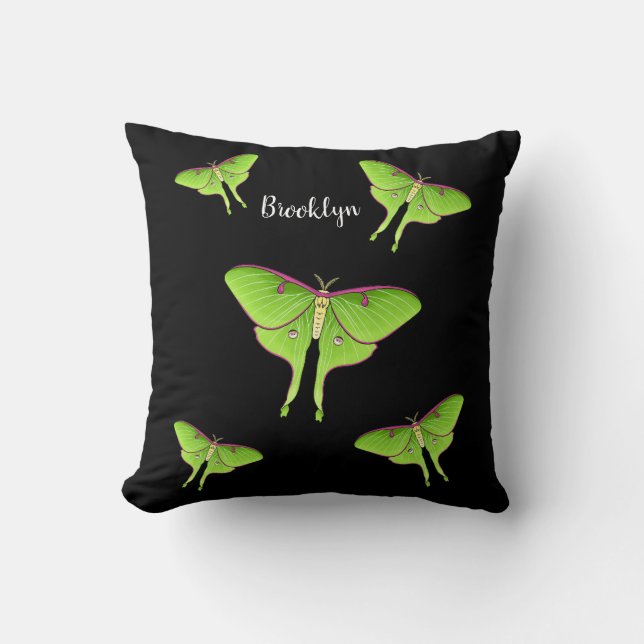 Luna Moth cartoon illustration Cushion (Front)