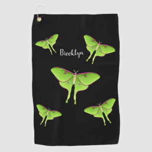 Luna Moth cartoon illustration Golf Towel
