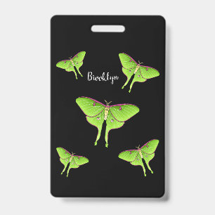 Luna Moth cartoon illustration ID Badge