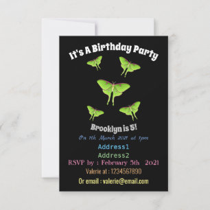 Luna Moth cartoon illustration  Invitation