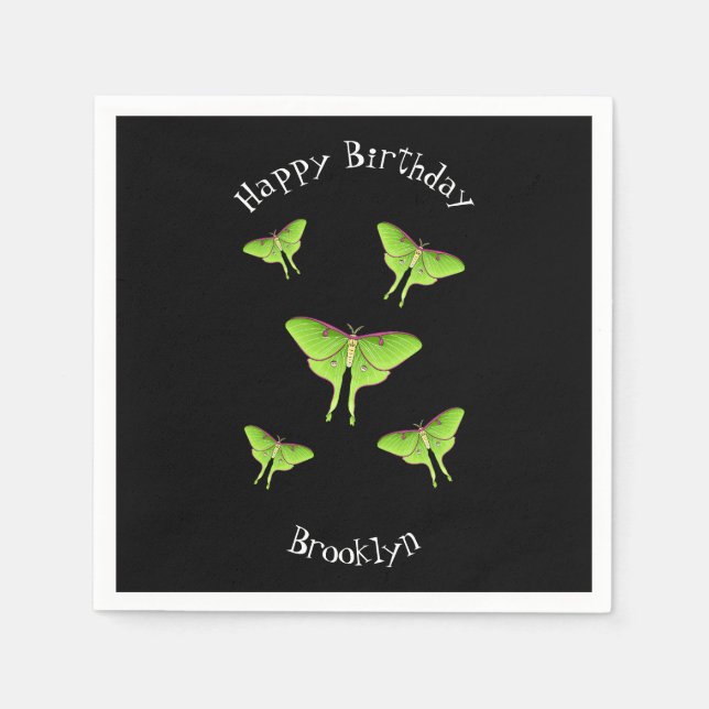 Luna Moth cartoon illustration   Napkin (Front)