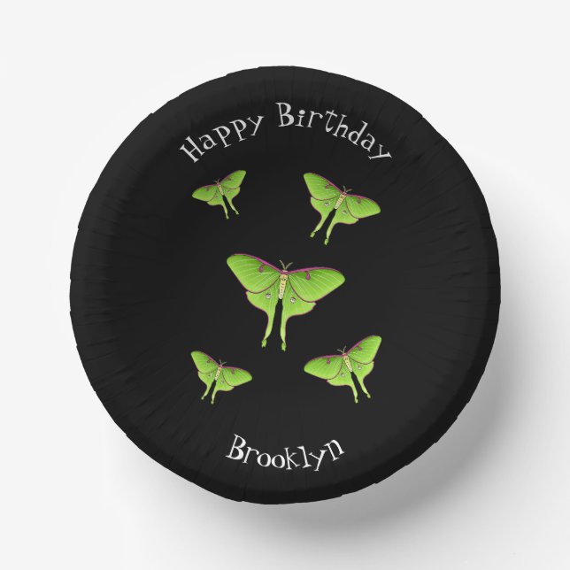 Luna Moth cartoon illustration Paper Plate (Front)