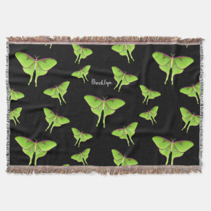 Luna Moth cartoon illustration Throw Blanket