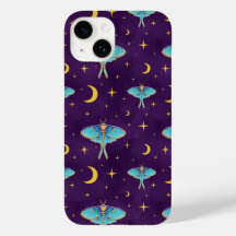 Luna Moth Celestial Moons & Stars Purple