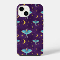Luna Moth Celestial Moons & Stars Purple