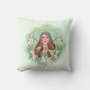Luna moth fairy art by Renee Lavoie Cushion