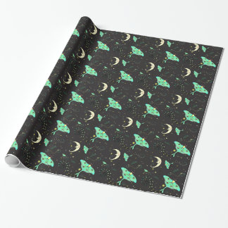 Luna Moth moon night sky wrapping paper