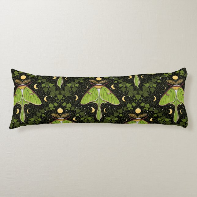 Luna moth, moon phases and ivy damask 2 body cushion (Front)