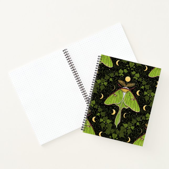 Luna moth, moon phases and ivy damask 2 notebook (Inside)