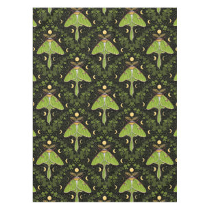 Luna moth, moon phases and ivy damask 2 tablecloth
