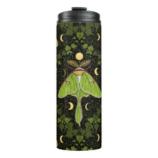 Luna moth, moon phases and ivy damask 2 thermal tumbler