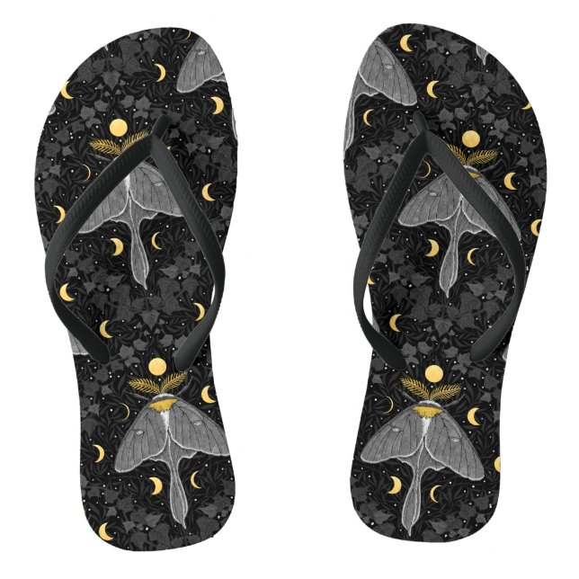 Luna moth, moon phases and ivy damask pattern jandals (Footbed)