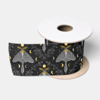 Luna moth, moon phases and ivy damask pattern