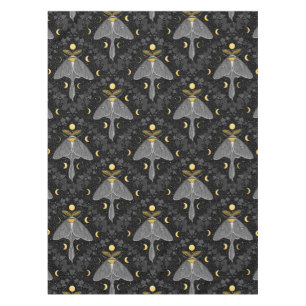 Luna moth, moon phases and ivy damask pattern tablecloth