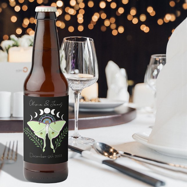 Luna Moth Moon Phases Beer Bottle Label (Creator Uploaded)