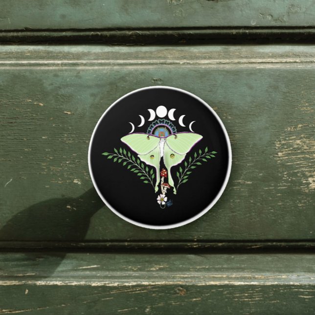 Luna Moth Moon Phases Black Ceramic Knob (Creator Uploaded)