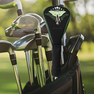 Luna Moth Moon Phases Black Golf Head Cover