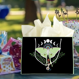 Luna Moth Moon Phases Black Large Gift Bag