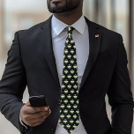 Luna Moth Moon Phases Tie<br><div class="desc">A vibrant green luna moth is surrounded by moon phases and lush green leaves against a deep black background.</div>