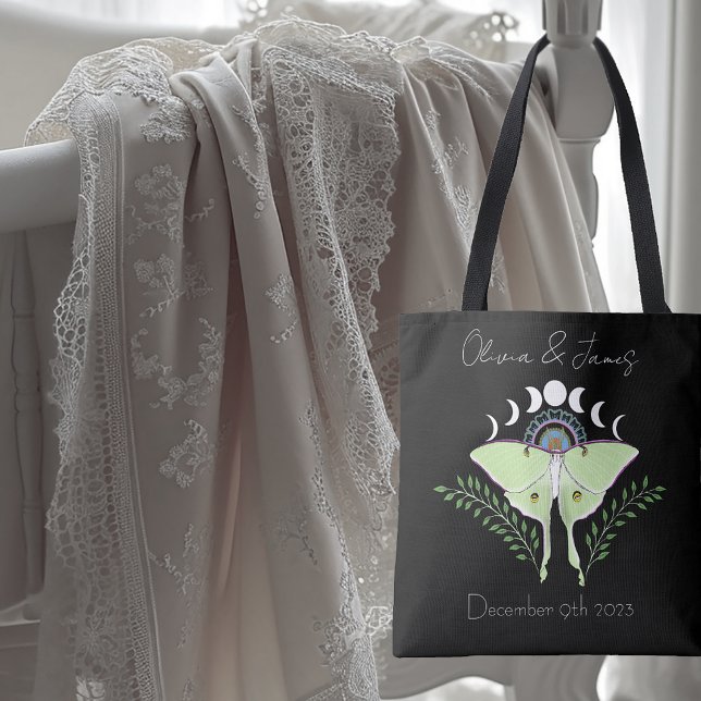 Luna Moth Moon Phases Tote Bag (Creator Uploaded)