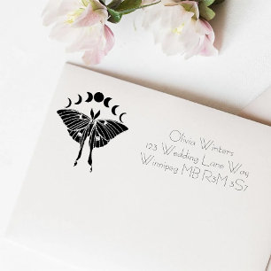 Luna Moth Moon Phases Wedding Self-inking Stamp