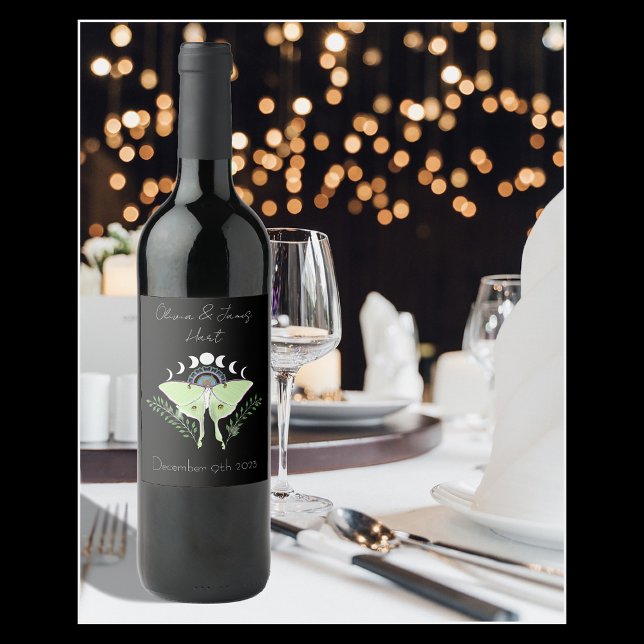 Luna Moth Moon Phases Wine Label (Creator Uploaded)