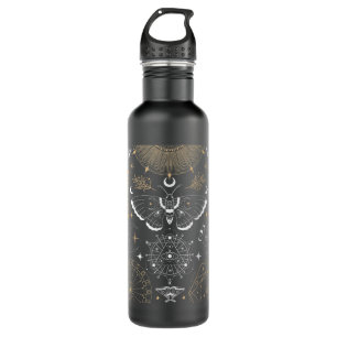 Luna Moth Moon Phases Witchy Dark Academia Aesthet 710 Ml Water Bottle