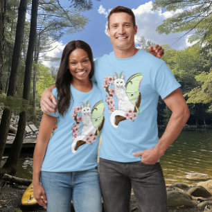 Luna Moth Moon White Cat Green T-Shirt