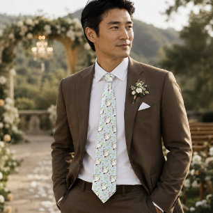 Luna Moth Moon White Cat Green Tie