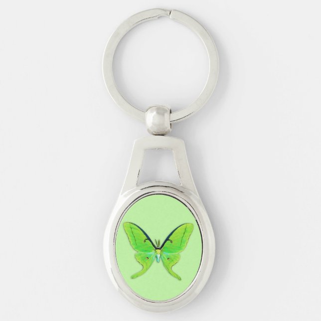 Luna moth on a pale green background key ring (Front)
