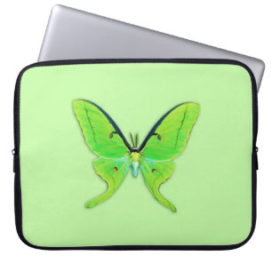 Luna moth on a pale green background laptop sleeve