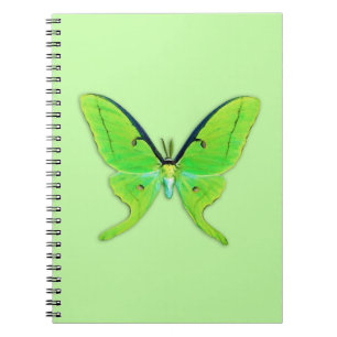 Luna moth on a pale green background spiral notebook