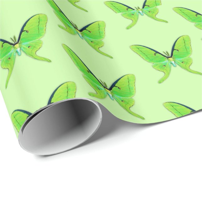 Luna moth on a pale green background wrapping paper (Roll Corner)