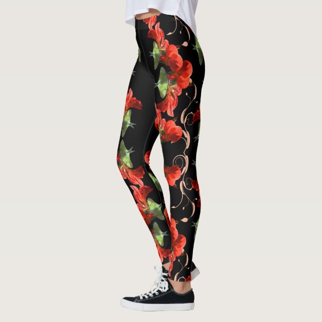 Luna Moth on Canna Flower customisable Leggings (Left)