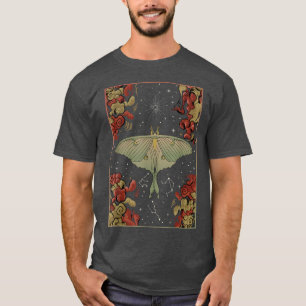Luna Moth Print Dark Academia Aesthetic Witchy Cel T-Shirt