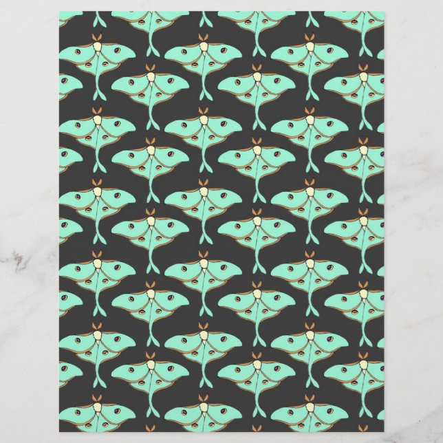 Luna Moth scrapbook paper 8.5" x 11" (Front)