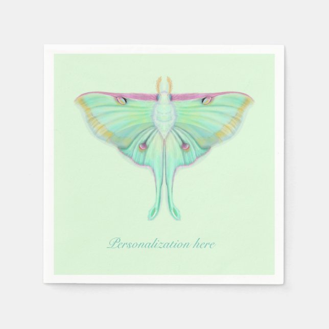 Luna Moth with Personalisation Napkin (Front)