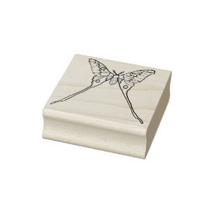 Luna Moth Yellow Orange Witchy Magical Insect Rubber Stamp